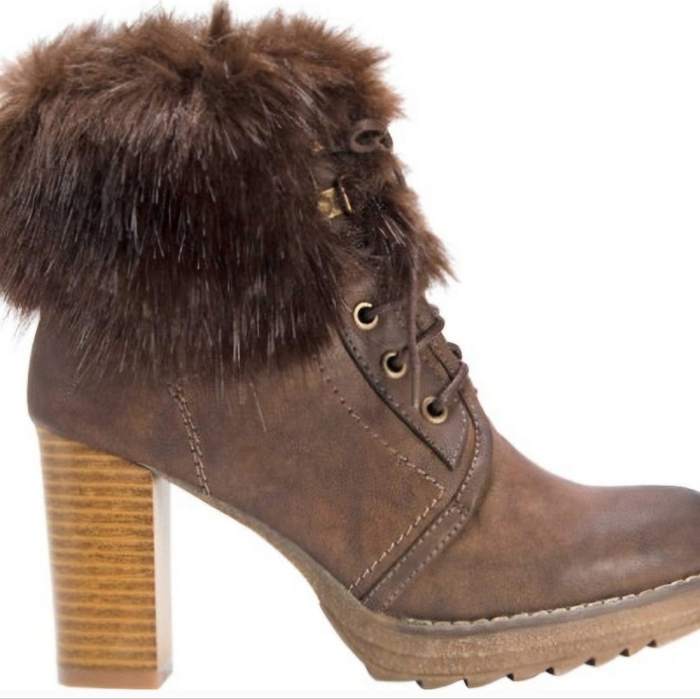 Brown Fur-Trimmed Women's Boots